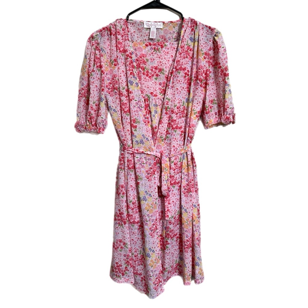 Oscar de la Renta NWT Pink Label 3 Piece Floral Pink Sleepwear Size S